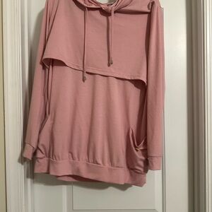 Plus Size Breastfeeding Rose/ Pink Women's Hoodie
